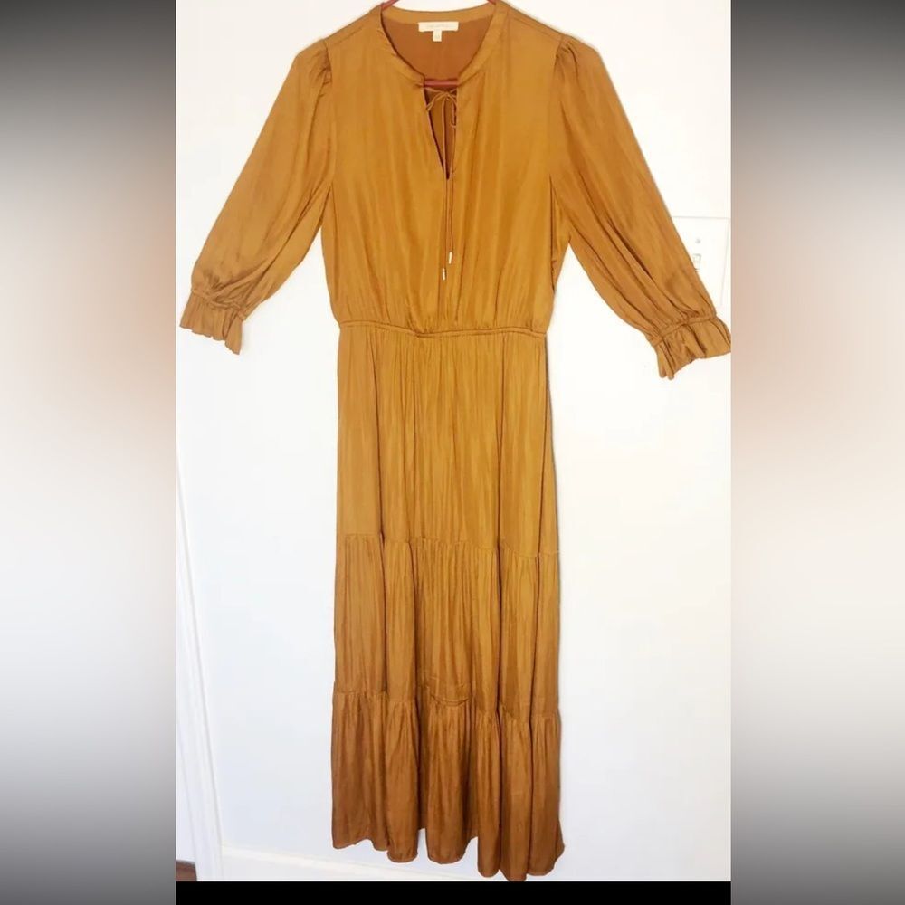 Skies are blue silky burnt orange maxi dress small